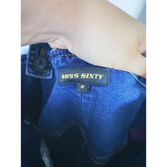 Miss Sixty Vintage Y2K Denim Overall Skirt Low Rise Zipper Patchwork Small Retro - Picture 3 of 12